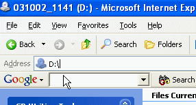  Showing D: typed in bar 